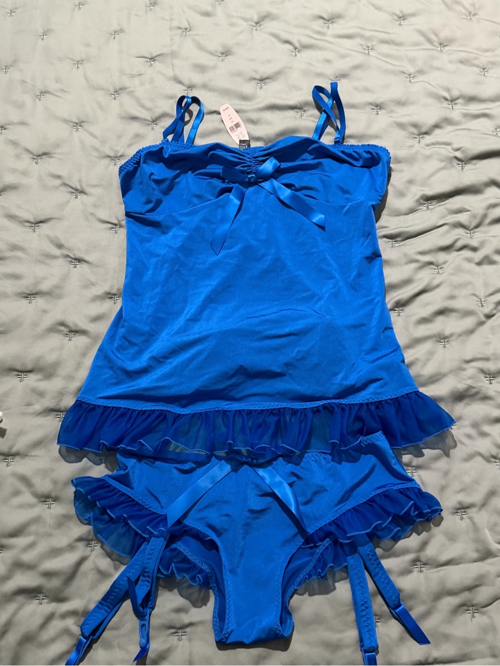 Victoria's Secret Royal Blue Bow-Accent Camisole & Brief Set